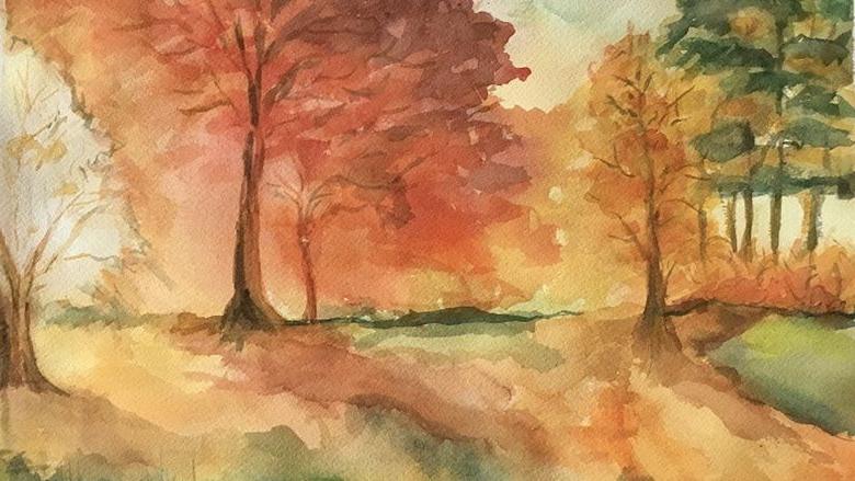 阿琳·霍尔茨的秋天树木水彩画